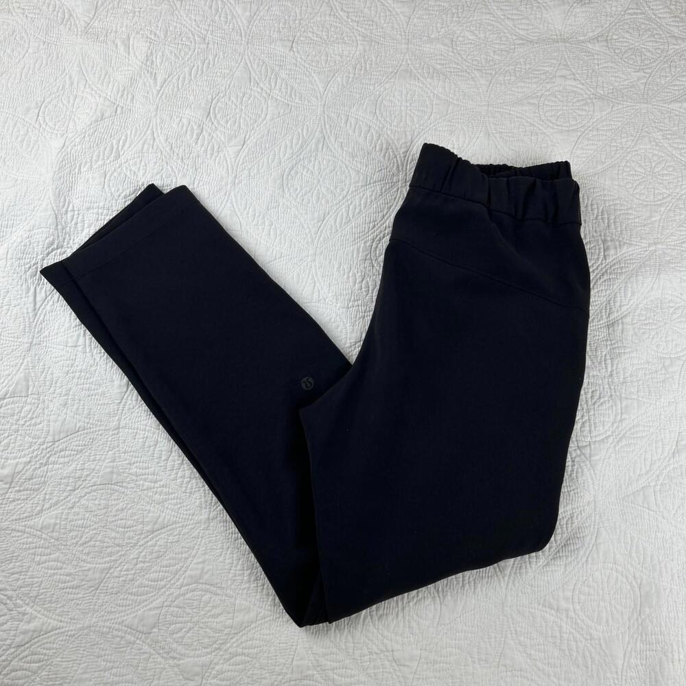 Lululemon On The Fly True Black Elastic Waist Drawstrings Pants Women SZ 4 Read